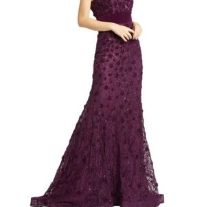 Mac Duggal Deep Purple Formal Sheath Maxi Dress *Altered Sleeves